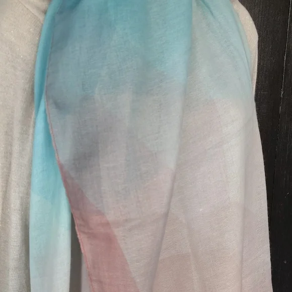 🌇 Mary Kay Large Scarf Shawl Wrap. Orange and Aqua. - Picture 7 of 14